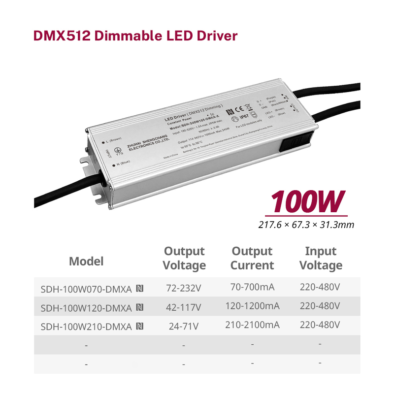 100W 150W 200W 240W 320W 480W 600W 800W DMX Isoleret LED driver 220-480V AC