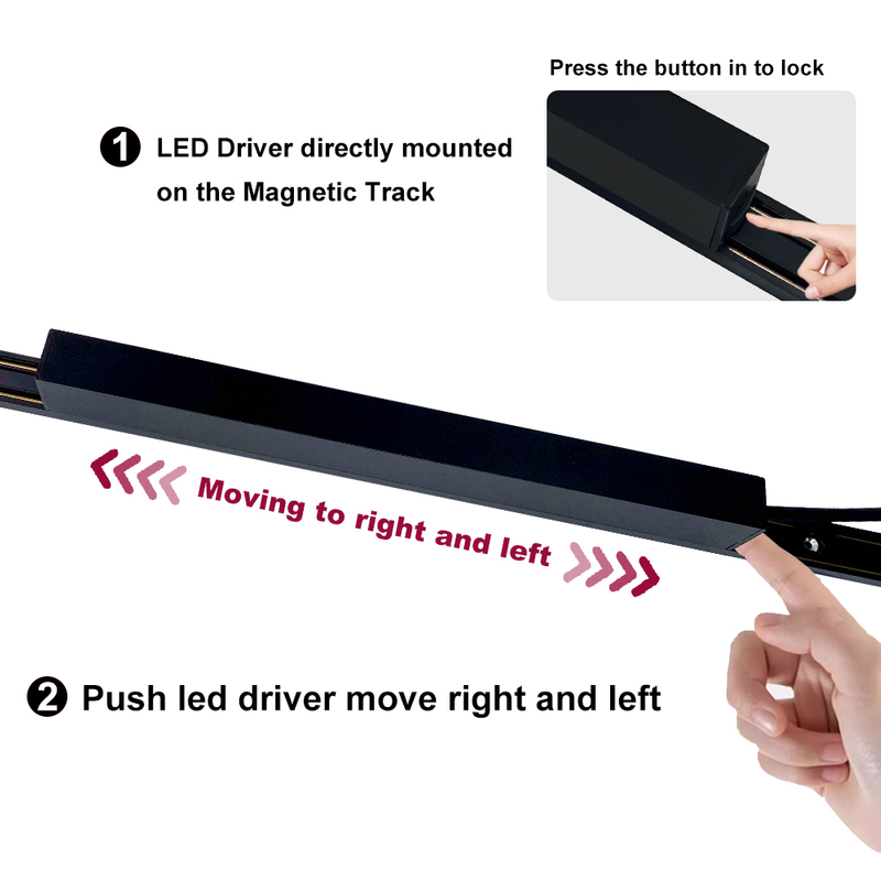 96W 100W 150W 200W Magnetic Track Lighting Heads H Type Rail Triac 0-10V Dimmable LED Driver 24V 48V DC