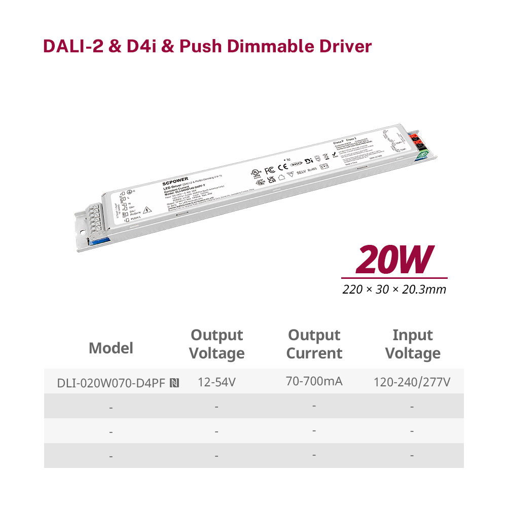 DP2F 20 40 60 100 watt Constant Current DALI-2 Push&nbsp;Dimmable LED&nbsp;Driver Linear Iron