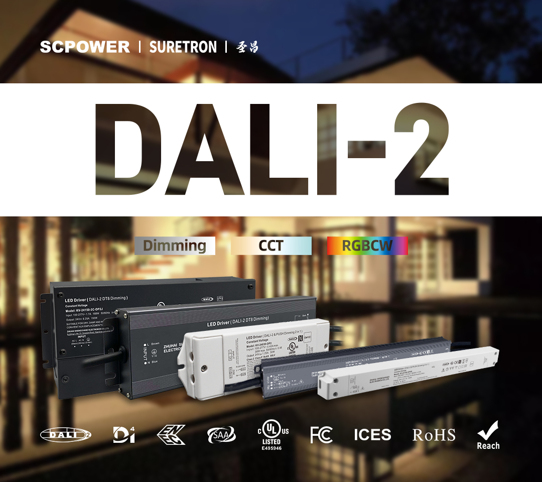 Suretron DALI-2 Dimming Power Supply – Wide Power Range 10W–800W for All LEDs