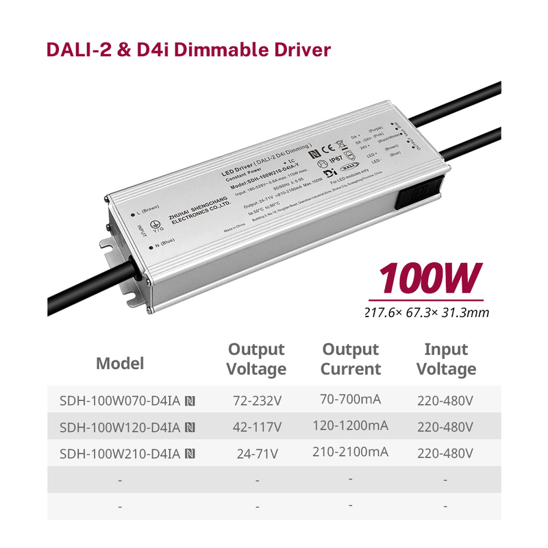 100W 150W 200W 240W 320W 480W 600W 800W DALI-2 D4i Isolated LED Driver 220-480V AC