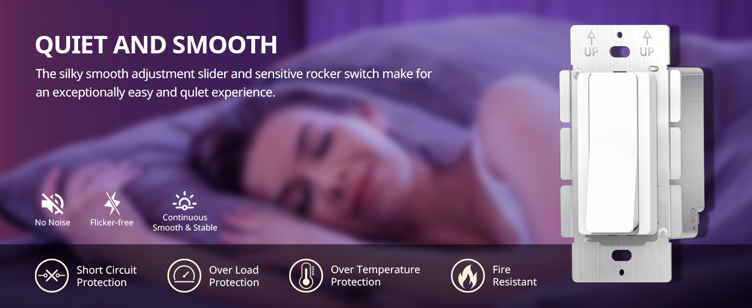 QUIET AND SMOOTH Driver+Switch 2 in 1 unit featuring quiet operation and safety protections.