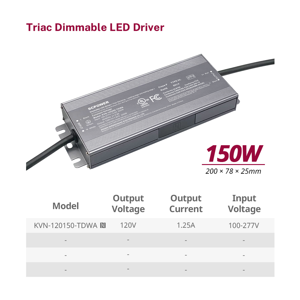 150W Constant Voltage Triac Dimmable LED Strip Power Supply FCC UL Listed