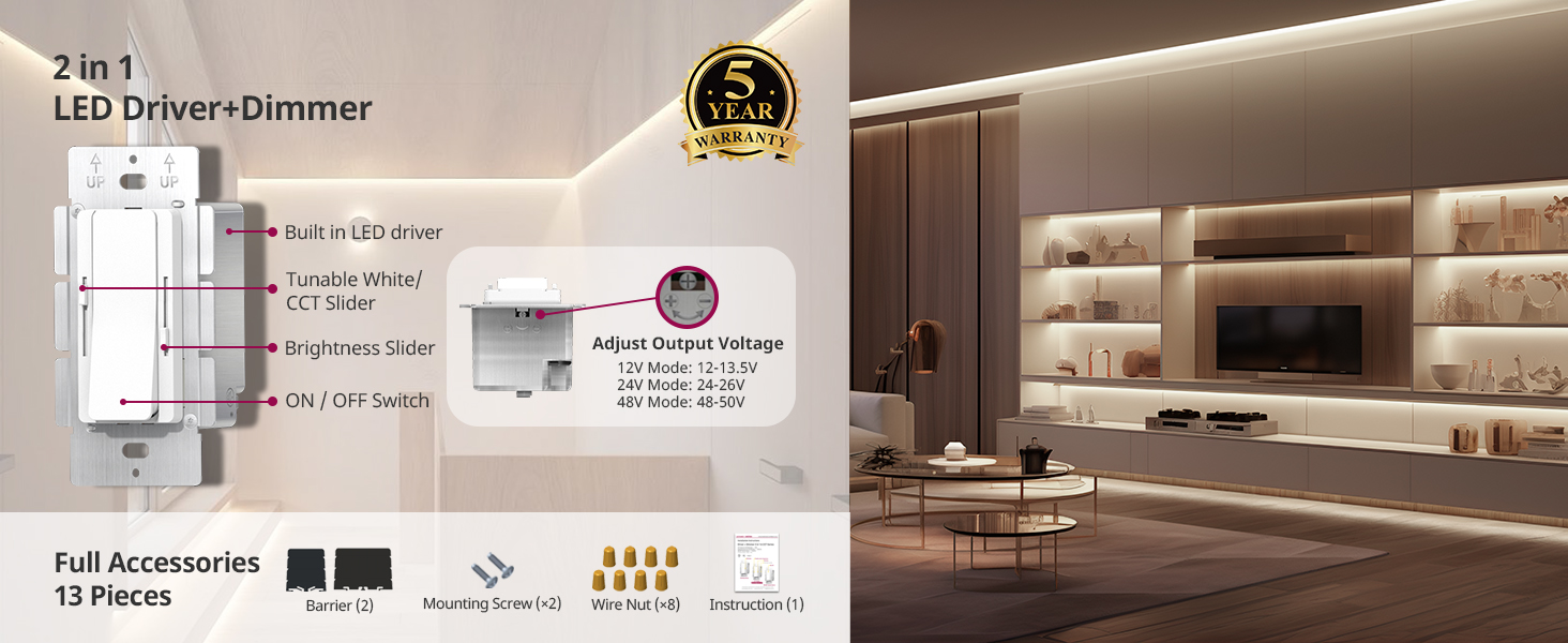 Suretron13 Piece All-in-one 2CH Dimming CCT Driver + Dimmer 2 in 1