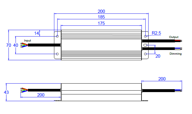 80W 0-10V LED Power Supply Size