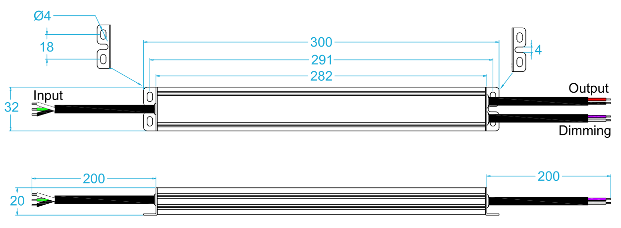 60W 0-10V LED Power Supply Size