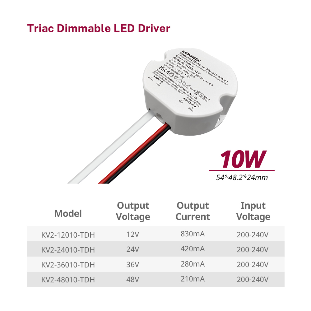 10 15 20 25 30 40 Watt CV Triac Phase-cut Dimmable LED Driver of Adjusting Output Voltage Slightly Round Driver for LED Light