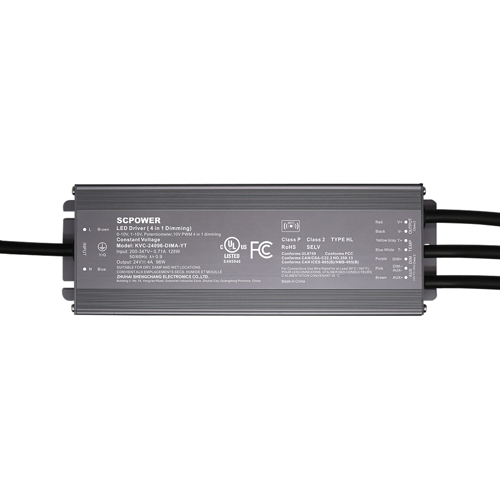 60W 96W 100W 120W 0-10V Dimmable tension constante LEDDriver 200V -347V AC