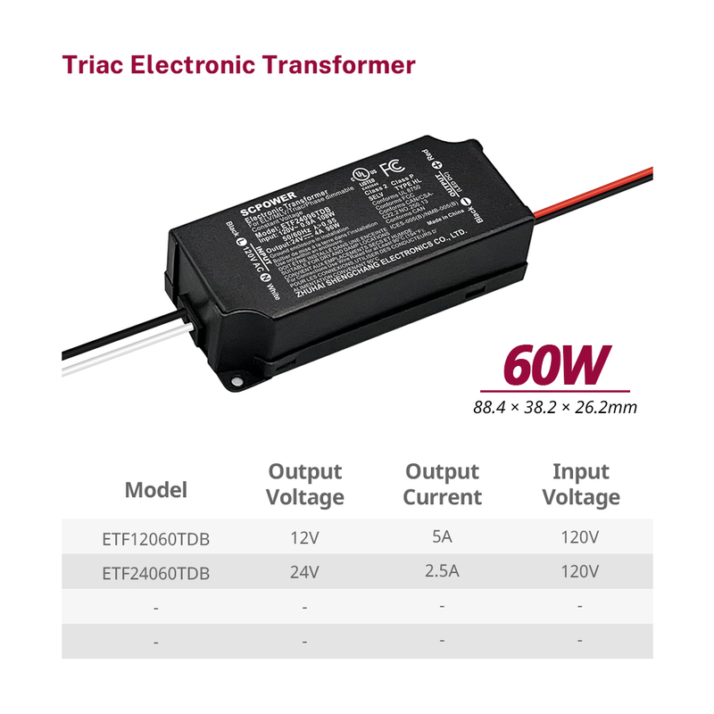 60W 96W Triac Dimmable Lighting Transformer 12V 24V DC