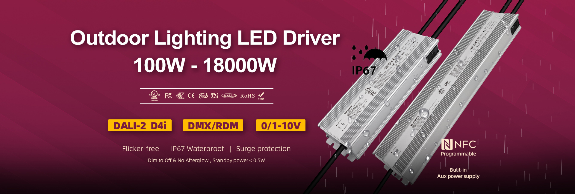 10W-1800W outdoor lighting led driver