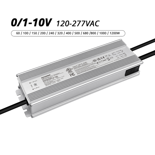 60W 100W 150W 200W 240W 320W 400W 500W 680W 800W 1000W 1200W 0-10V ไดรเวอร์ LED กลางแจ้ง 120-277VAC