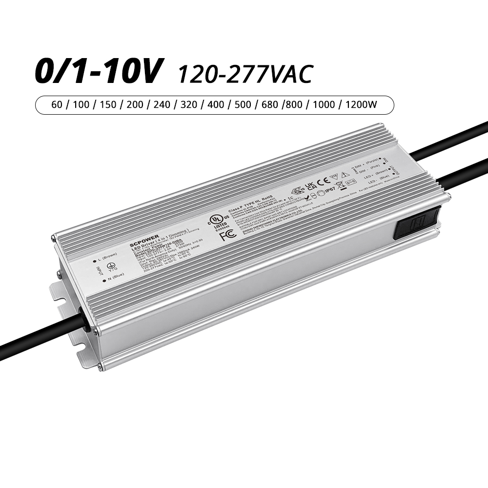 60W 100W 150W 200W 240W 320W 400W 500W 680W 800W 1000W 1200W 0-10V Outdoor LED Driver 120-277VAC
