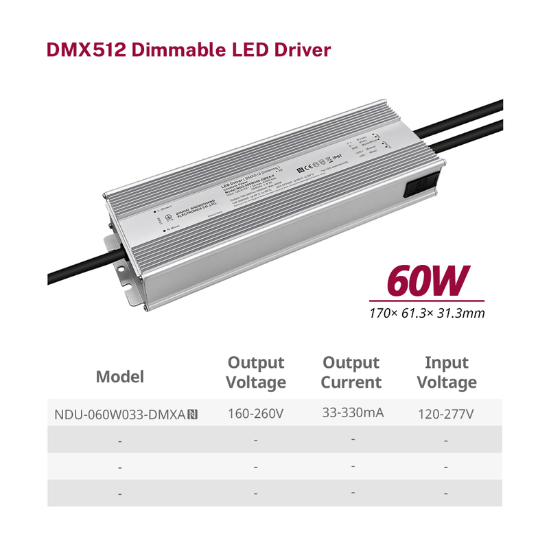 60W 100W 150W 200W 240W 320W 400W 500W 680W 800W 1000W 1200W DMX Outdoor LED Driver 120-277VAC