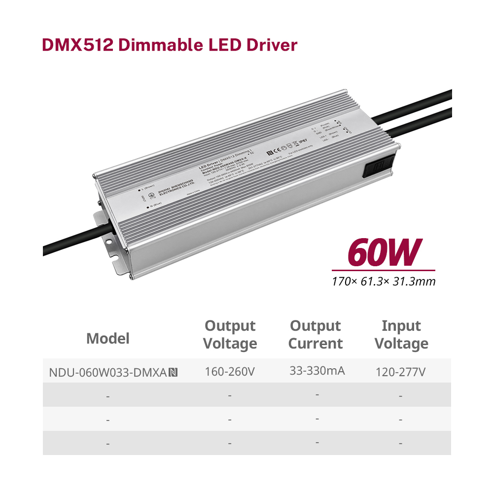 60W 100W 150W 200W 240W 320W 400W 500W 680W 800W 1000W 1200W DMX Outdoor LED Driver 120-277VAC