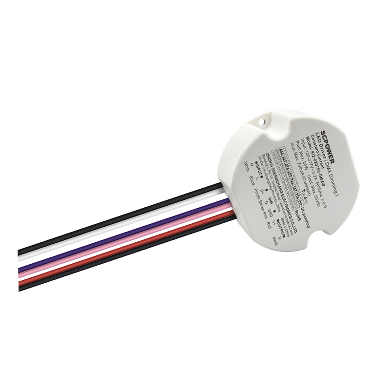 10W 15W 20W 30W 40W 50W CC DMX512 Dimmable LED Driver Flicker-free Class 2 Round Shape Lighting