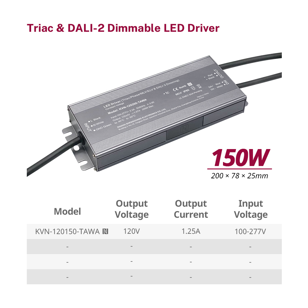 150W CV Triac DALI-2 Sursă de alimentare pentru bandă LED Iluminare LED de 120 volți