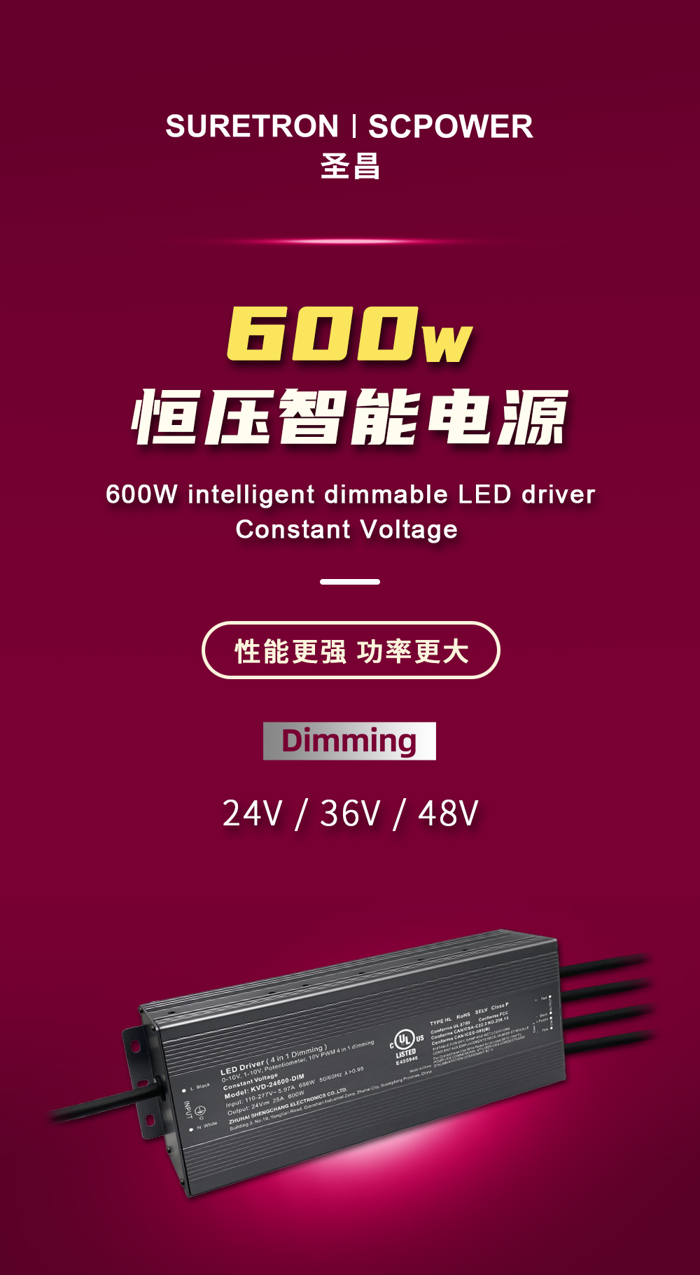 500W 600W Triac 0-10V Dimmable LED Driver 100volt 110volt 120volt 277volt (1)