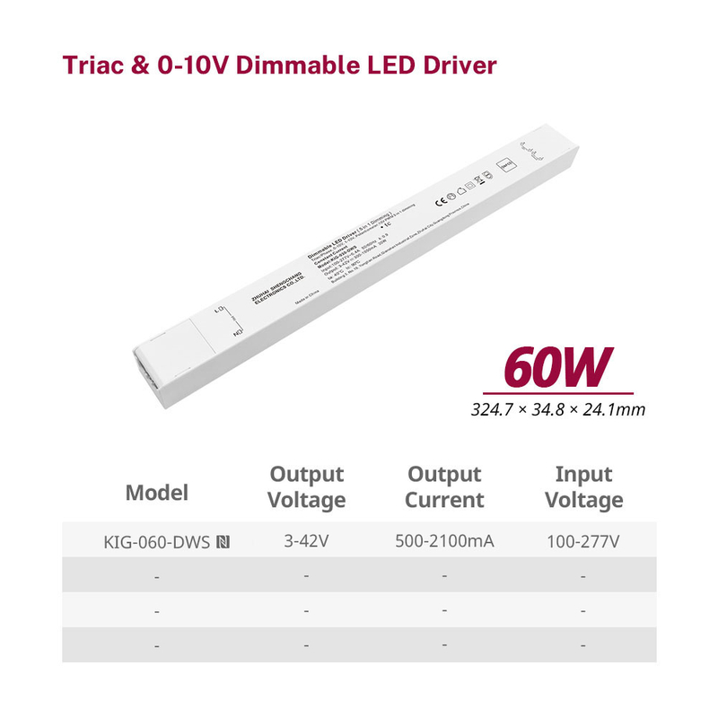 30W 40W 60W Triac 0-10V Dimming Linear Driver CC 100vac 110vac 120vac 277vac