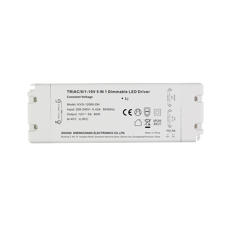 60 Watt Triac 0-10V Dimmable LED Driver CV Adjustable Output Voltage