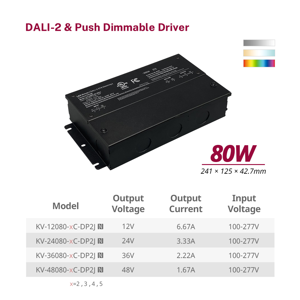 DP2 80W 96W 100W 120W&nbsp;CV RGB CW&nbsp;DALI-2 Push Dimming LED&nbsp;Driver with Junction Box