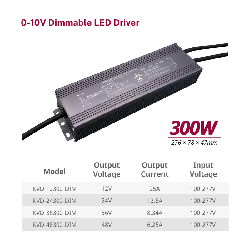 300W CV 0-10V Dimmable LED Power Supply for LEDs