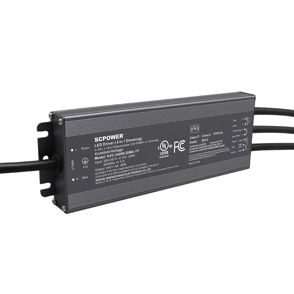 60W 96W 100W 120W 0-10V Dimmable tension constante LEDDriver 200V -347V AC