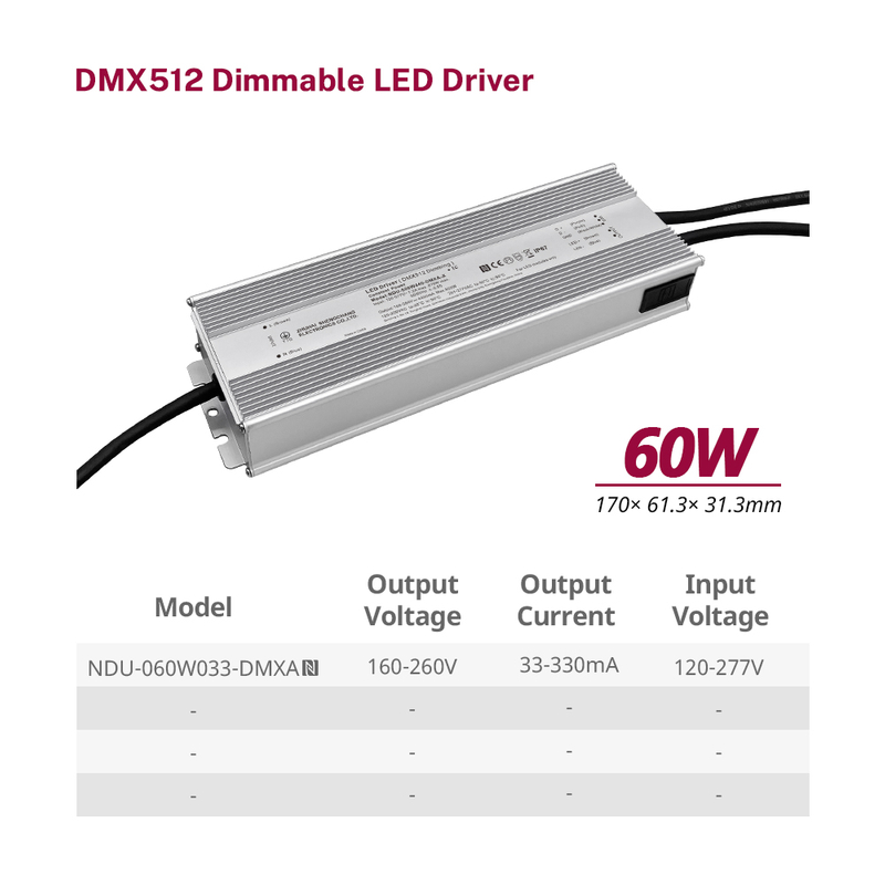 60W 100W 150W 200W 240W 320W 400W 500W 680W 800W 1000W 1200W DMX Outdoor LED Driver 120-277VAC