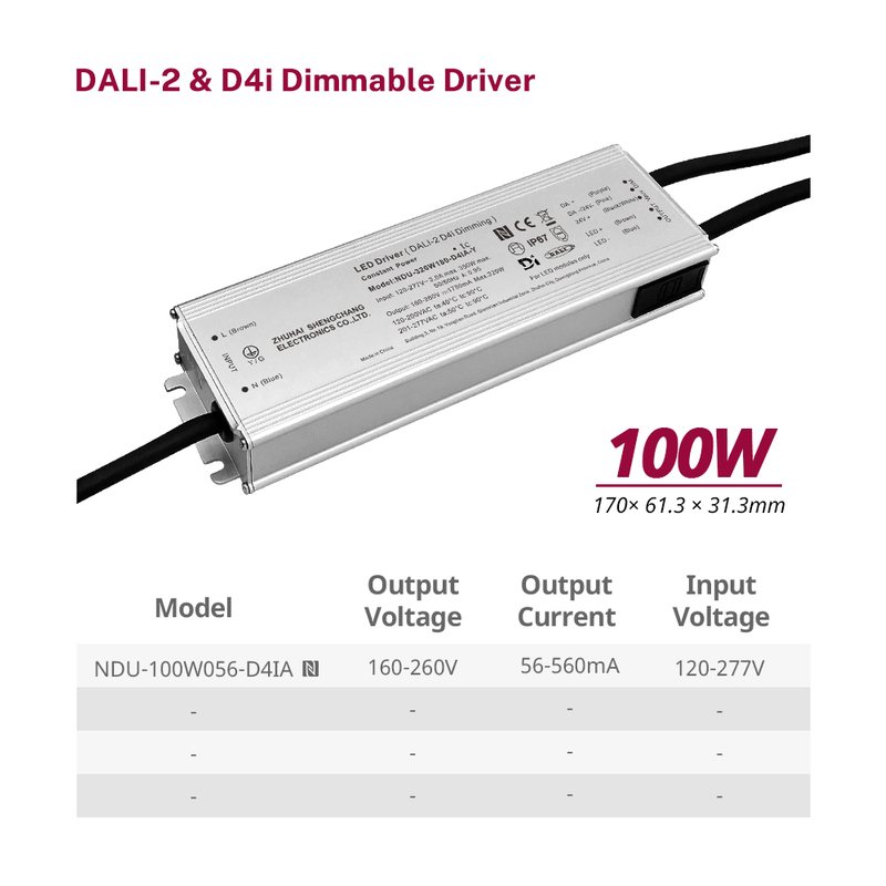 60W 100W 150W 200W 240W 320W 400W 500W 680W 800W 1000W 1200W DALI-2 D4i Outdoor LED Driver 120-277VAC