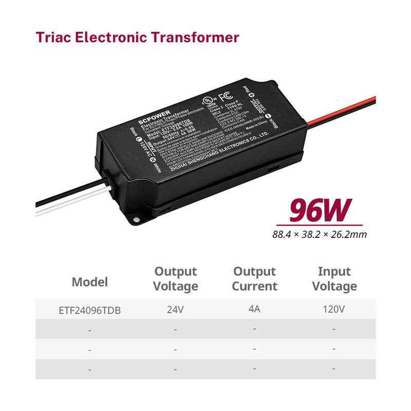 60W 96W Triac Dimmable Lighting Transformer 12V 24V DC