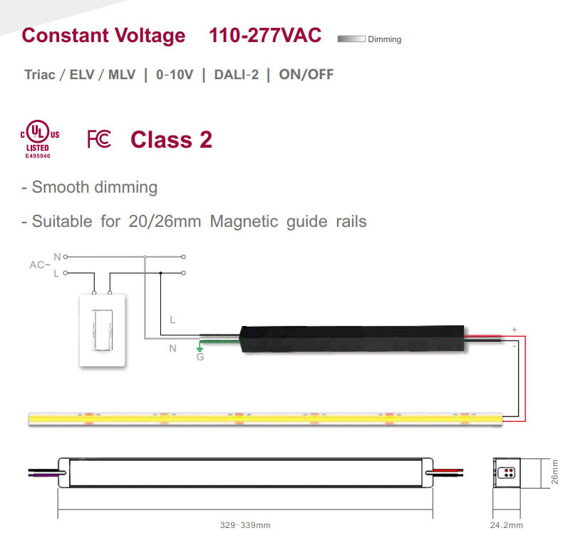 96W 100W 150W 200W Track Lighting Rail Triac 0-10V LED Light Driver for LED Bar 48v