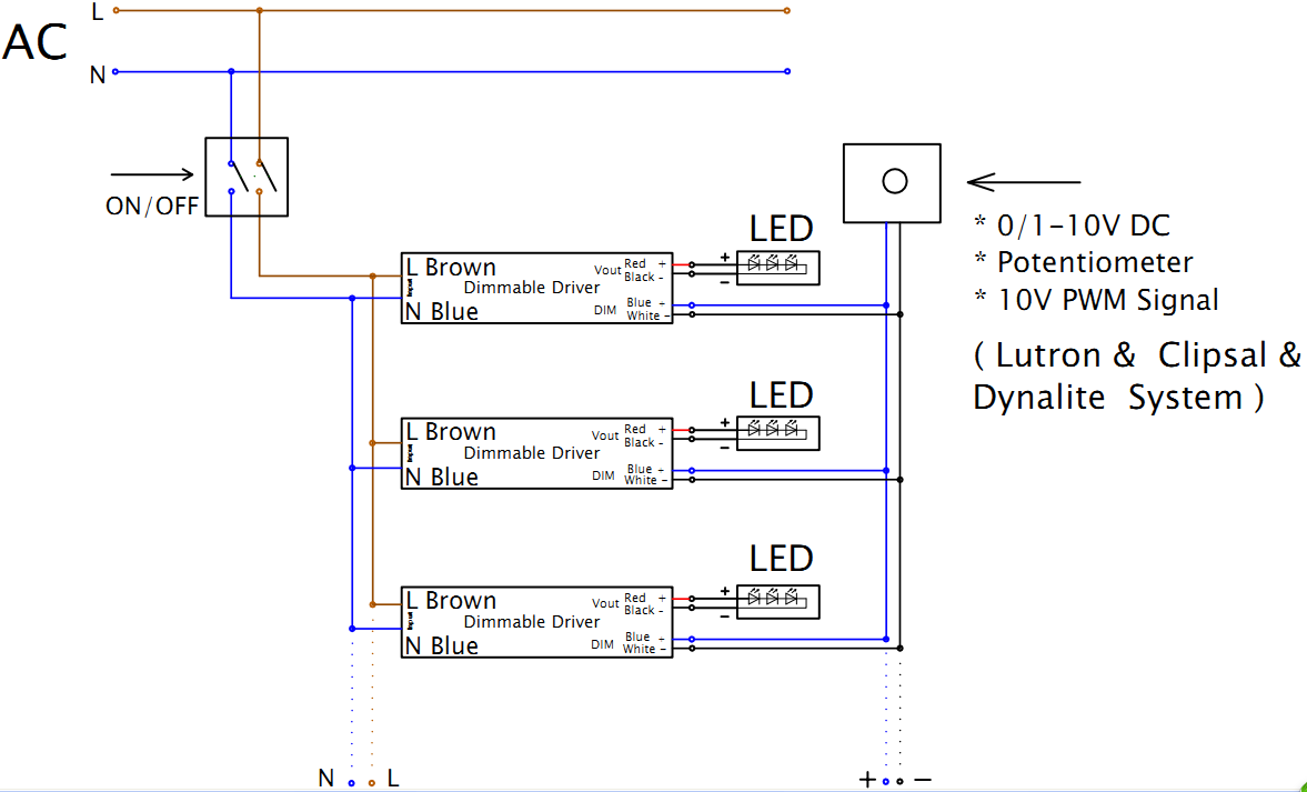 30W 0-10V LED Power Supply Wiring Diagram