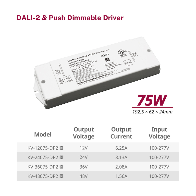 DP2 60W 75W 90W CV DALI 2 Push LED Driver for LED Lamp