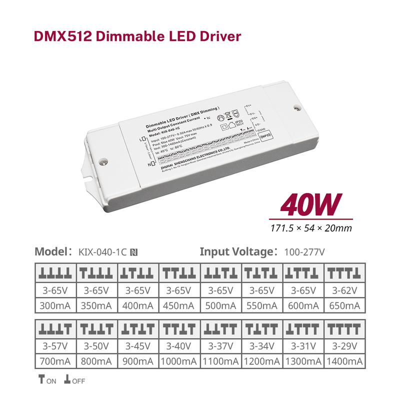 10W 20W 40W 60W&nbsp;Constant Current DMX&nbsp;512 Dimmable LED&nbsp;Driver for LED Room Lights