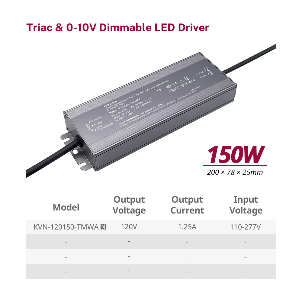 150W 200W 400W 600W CV Triac 0-10V LED Strip Power Supply 100-277V to 120V 1.25 5 A DC for LED Light