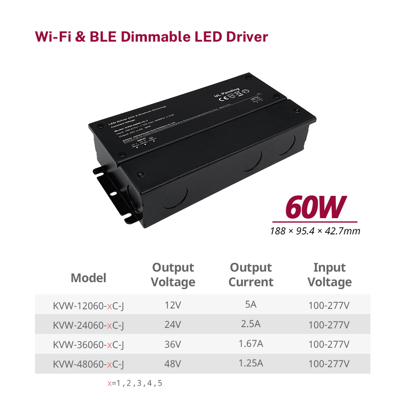 60W - 300W CV RGB CW Ενιαίο χρώμα 1 - 5 κανάλια Ble Dimming Tuya Silvair Casambi LED τροφοδοτικά για λυχνία LED
