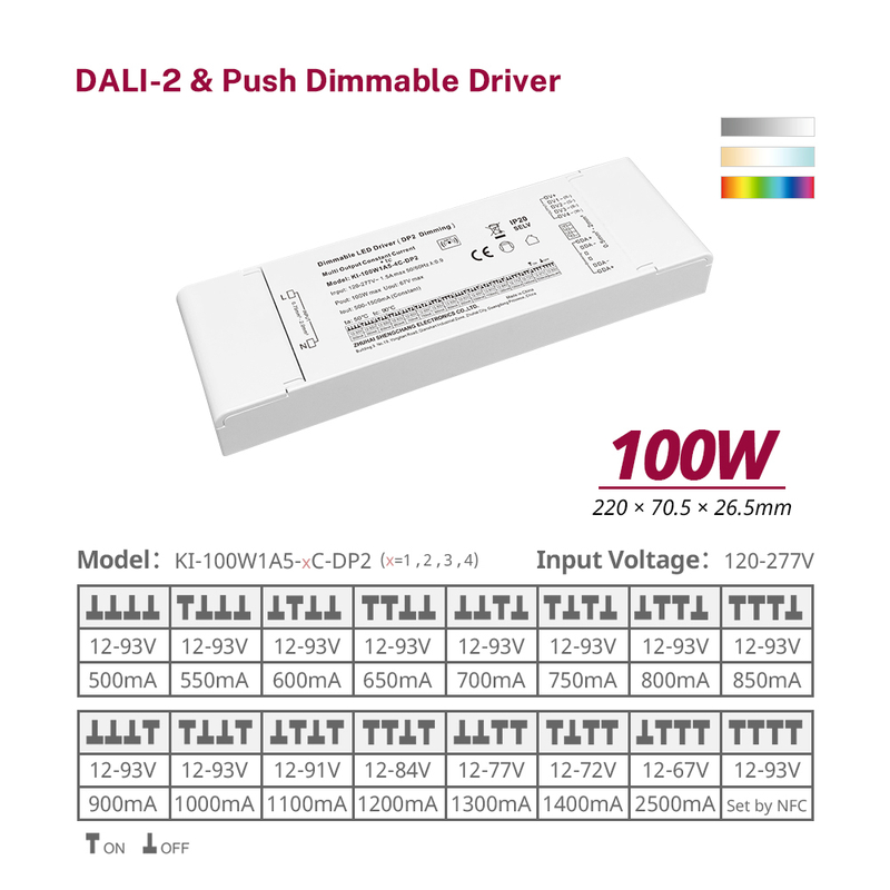 DP2 100W постійний струм RGBW RGB DALI-2 PUSS DIMMABLE Driver LED DALI