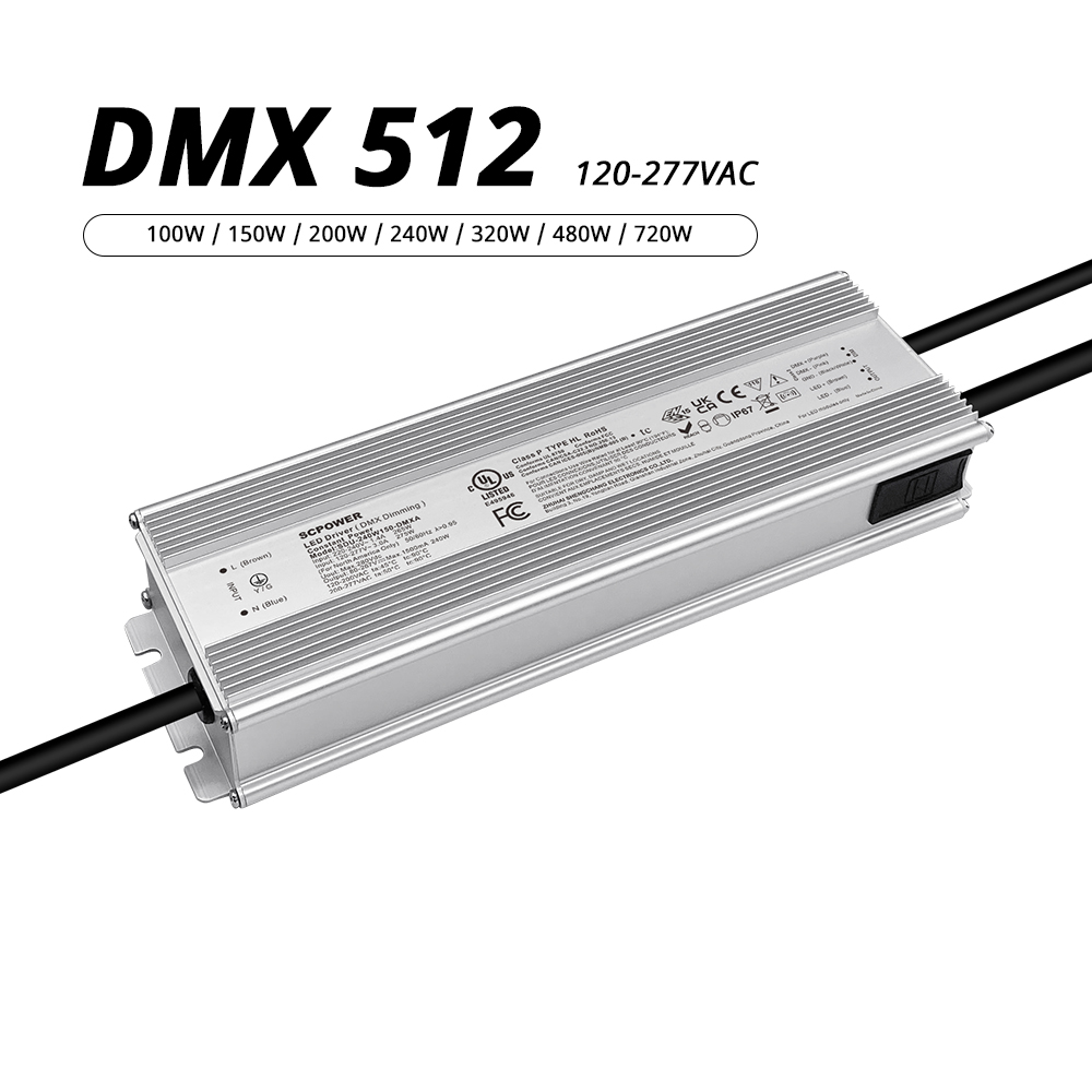 100W 150W 200W 240W 320W 480W 720W 18V-422V DC DMX IP67 αδιάβροχο οδηγό LED 120-277V AC