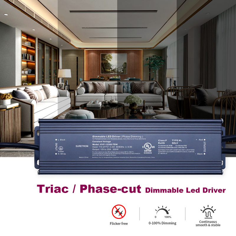 300W 12V 24V 36V 48V DC 100-277Vac (us) Constant Votage Triac Dimmable Led Power Supply