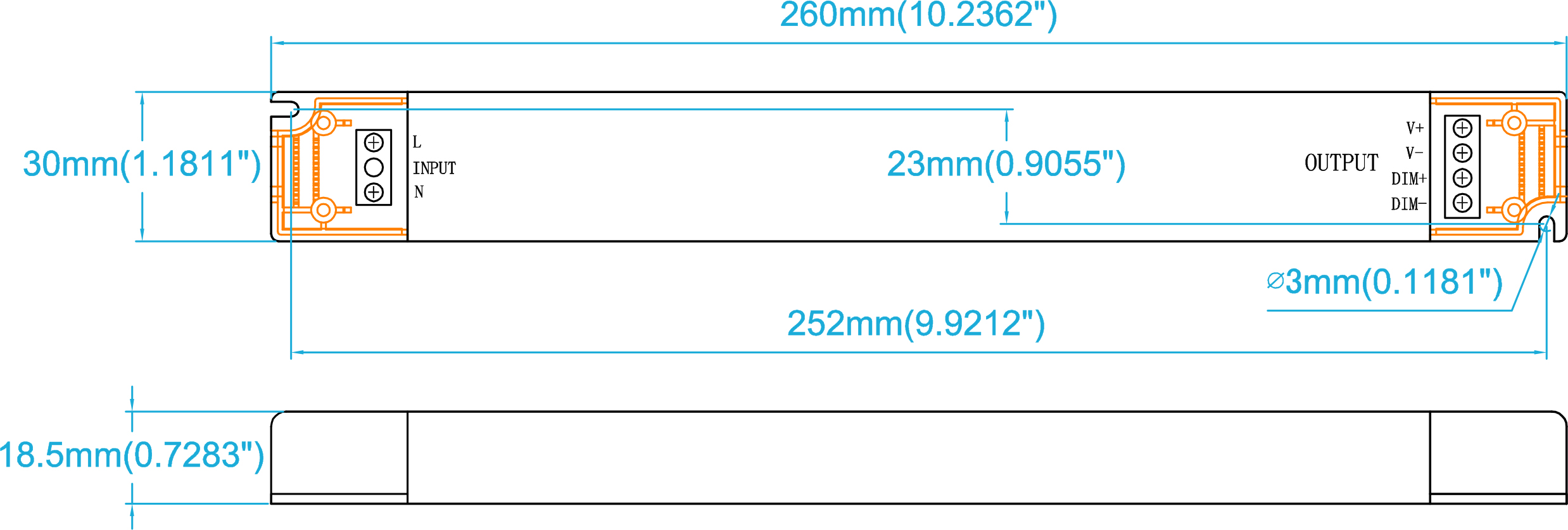 60W LED Power Supply Size