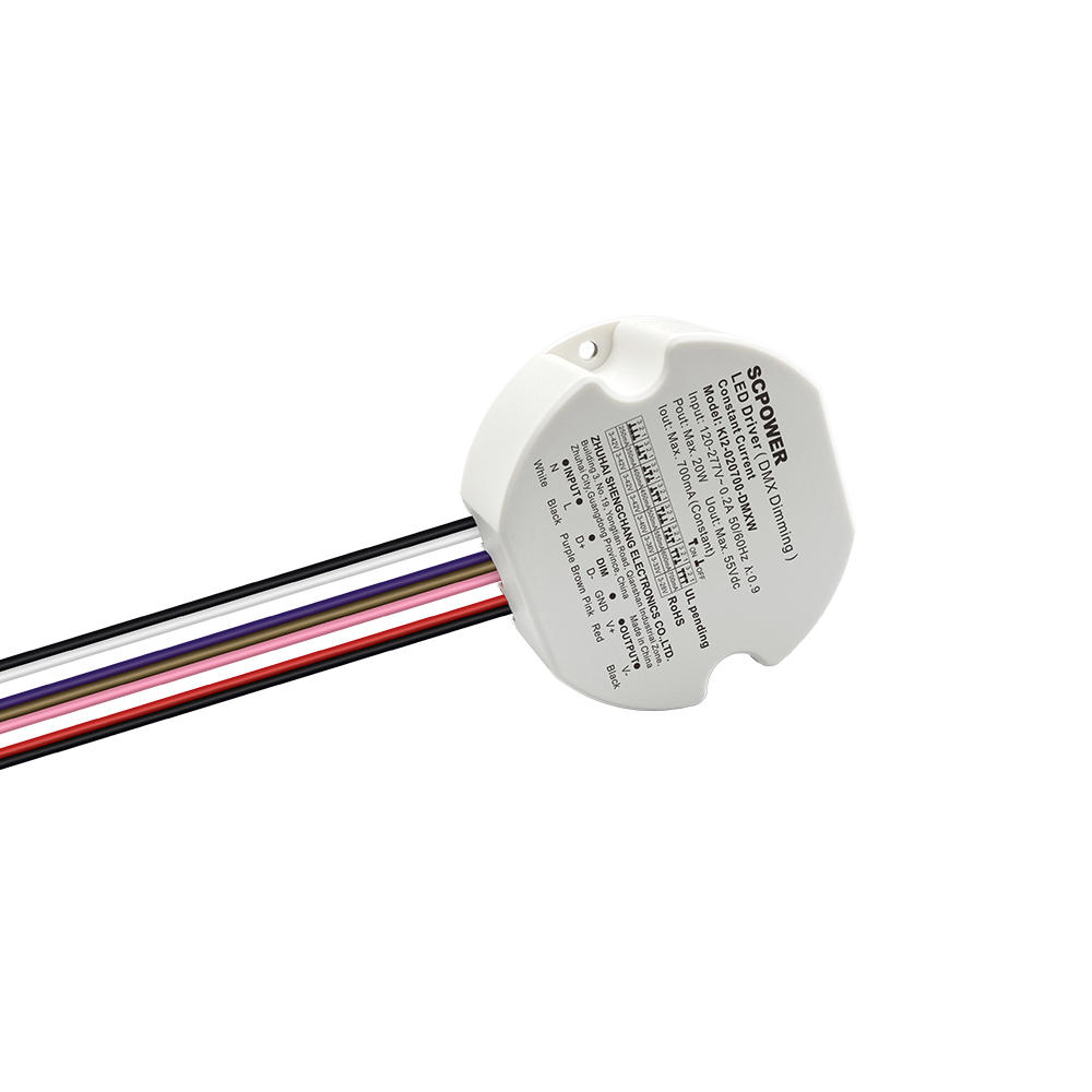 10W 15W 20W 30W 40W 50W CC DMX512 Dimmable LED Driver Flicker-free Class 2 Round Shape Lighting