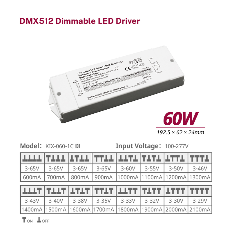 10W 20W 40W 60W&nbsp;Constant Current DMX&nbsp;512 Dimmable LED&nbsp;Driver for LED Room Lights