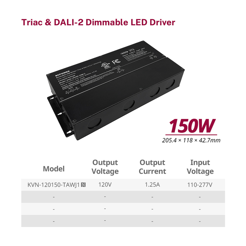 150W 200W 400W 600W CV Triac DALI-2 LED Strip Power Supply 120 V 1250 5000 mA DC Outdoor