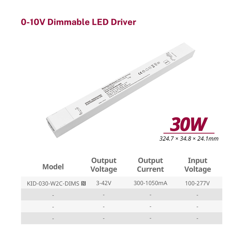 30 40 60 Watt CC Dim to Warm 0-10V Dimmable Constant Current LED Power Supply 100V 110V 120V 130V 277V AC
