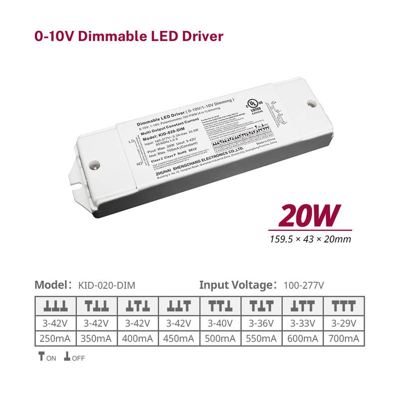 10 Watt 20 Watt 40 Watt 60 Watt Constant Current 0-10V Dimming LED Power Supply for Ceiling Lights
