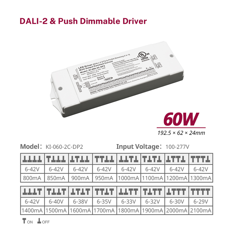 DP2 20W 40W 60W Aicme 2 Reatha tairiseach CCT Dali 2 Tiománaí LED Dimmable Dimmable