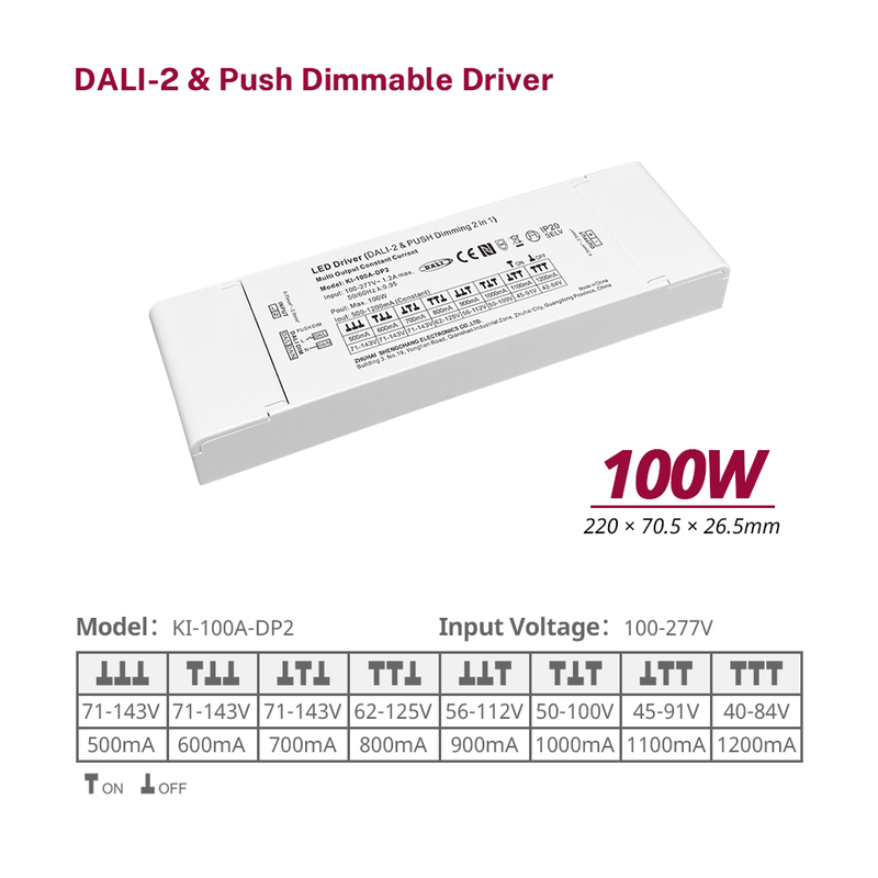 DP2 100W Curent constant RGBW RGB Dali-2 Push DIDMABLE DRIVER DALI