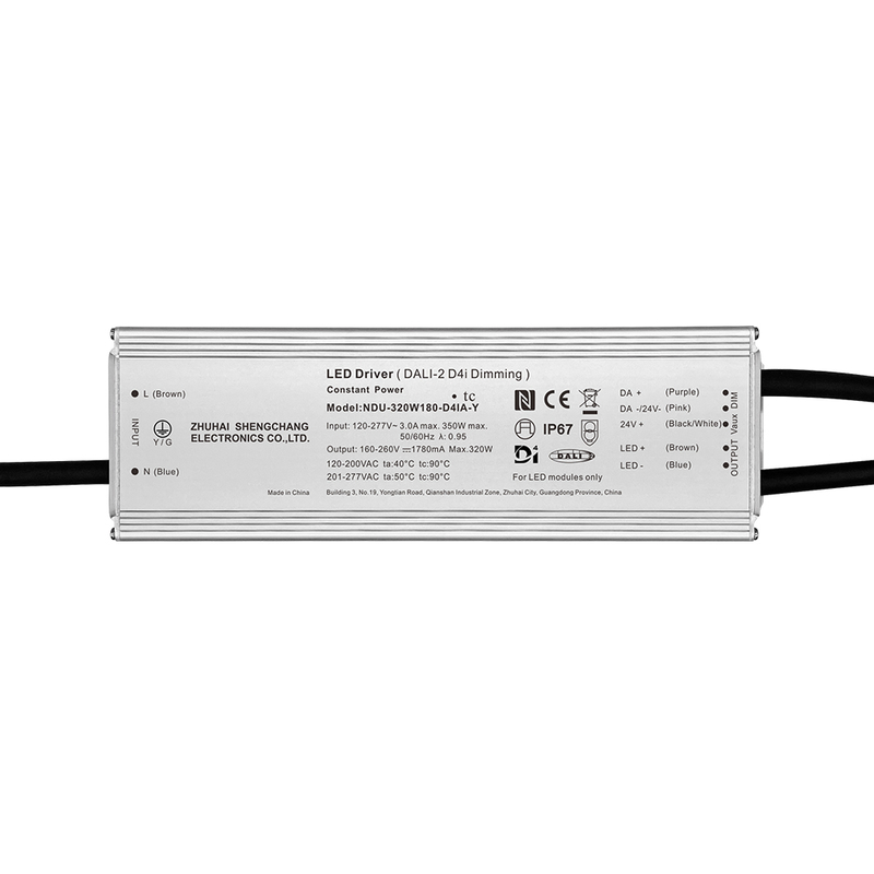 60W 100W 150W 200W 240W 320W 400W 500W 680W 800W 1000W 1200W DALI-2 D4i Outdoor LED Driver 120-277VAC