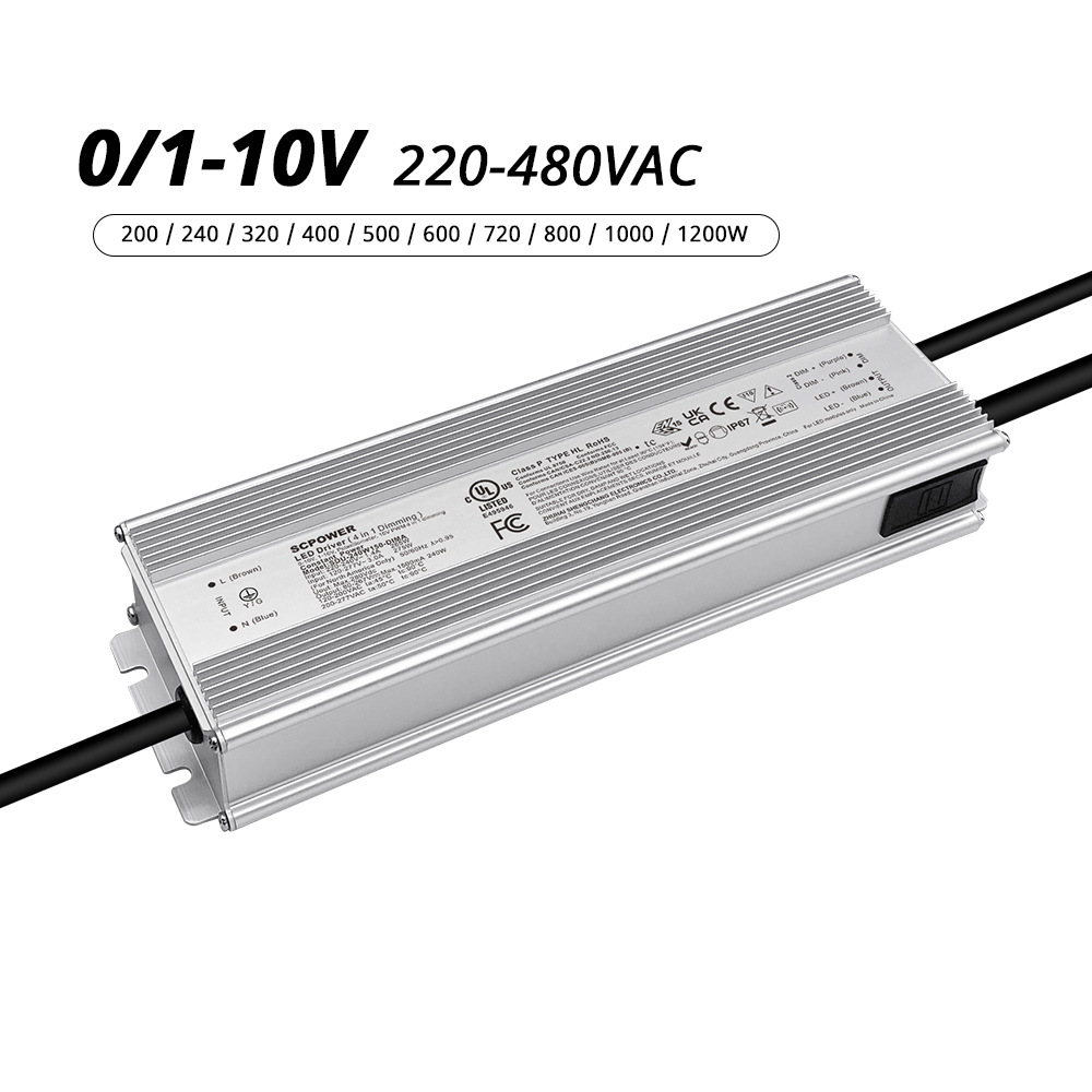 100W 150W 200W 240W 320W 400W 500W 600W 720W 800W 1200W 0-10V Non Isolated LED Driver 220-480VAC