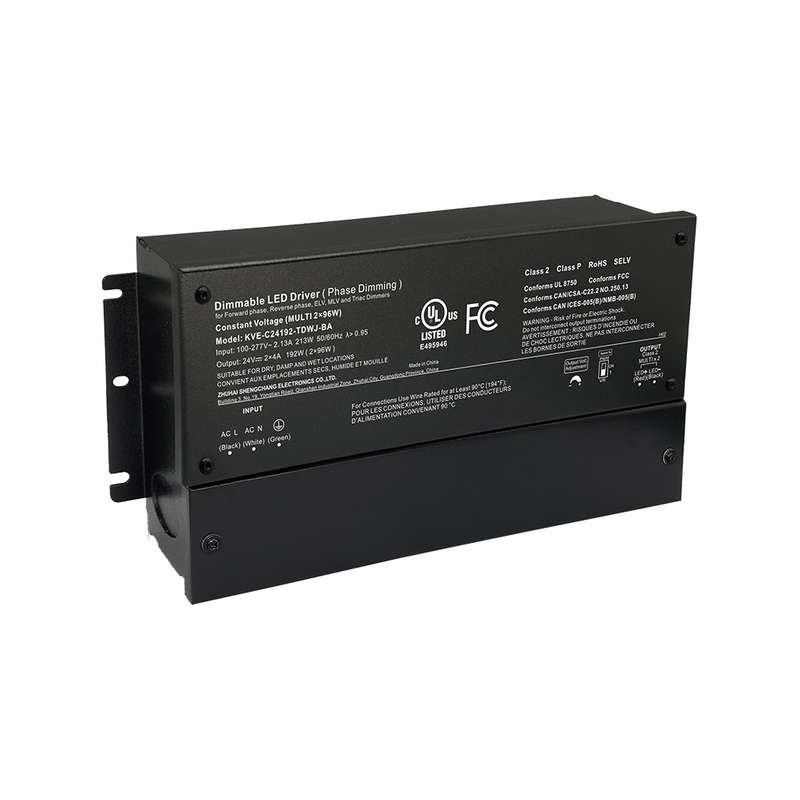 Class 2 180W 192W 288W 300W Triac Dimmable LED Power Supplies CV with Wiring Multiple LED Strips