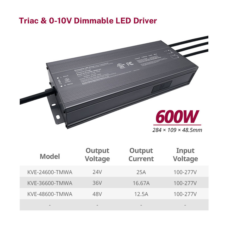 500W 600W Triac 0-10V Dimmable LED Drivers CV LED Strip Lights